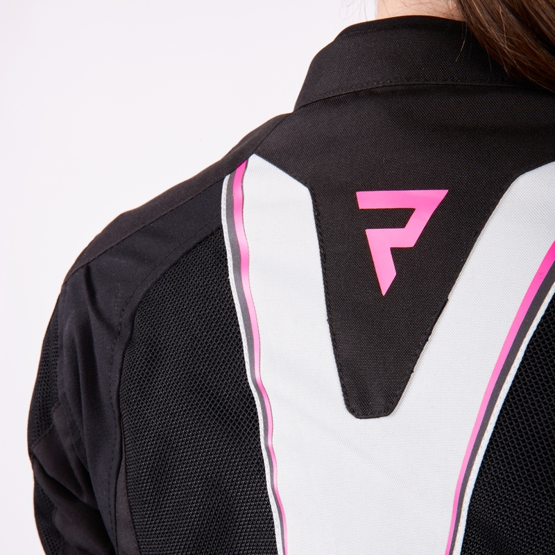 Veste de moto Rebelhorn Hiflow IV Black-Silver-Pink pour femme soldes