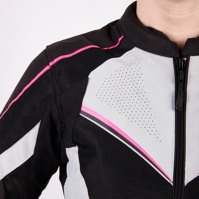 Veste de moto Rebelhorn Hiflow IV Black-Silver-Pink pour femme soldes