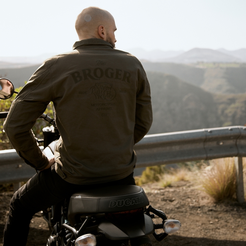 BROGER Veste moto Montana vert olive soldes