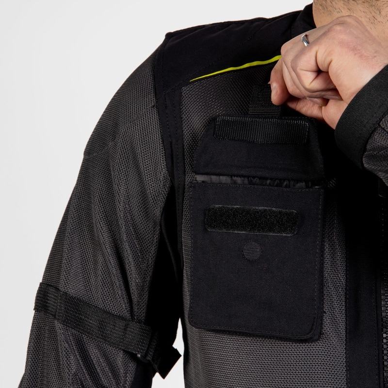 Veste moto Rebelhorn Brutale noir-jaune fluo