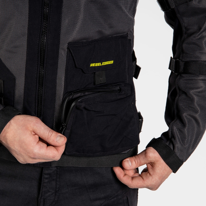 Veste moto Rebelhorn Brutale noir-jaune fluo