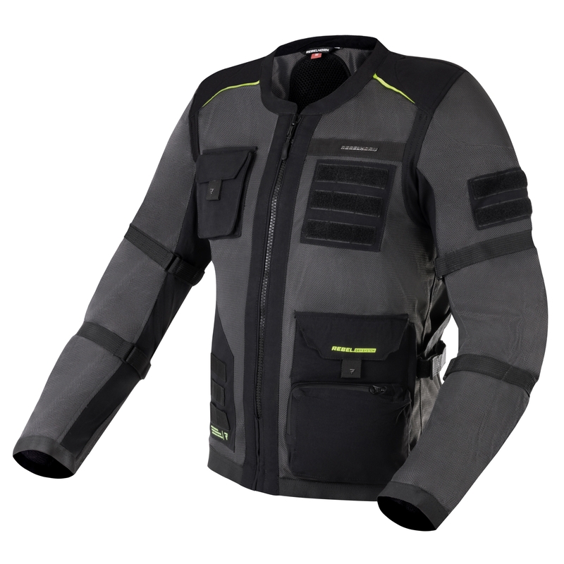 Veste moto Rebelhorn Brutale noir-jaune fluo