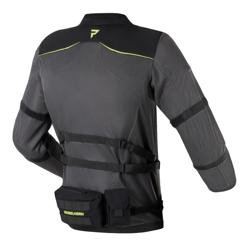 Veste moto Rebelhorn Brutale noir-jaune fluo
