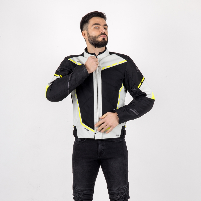 Veste moto Ozone Jet II gris-noir-jaune fluo soldes