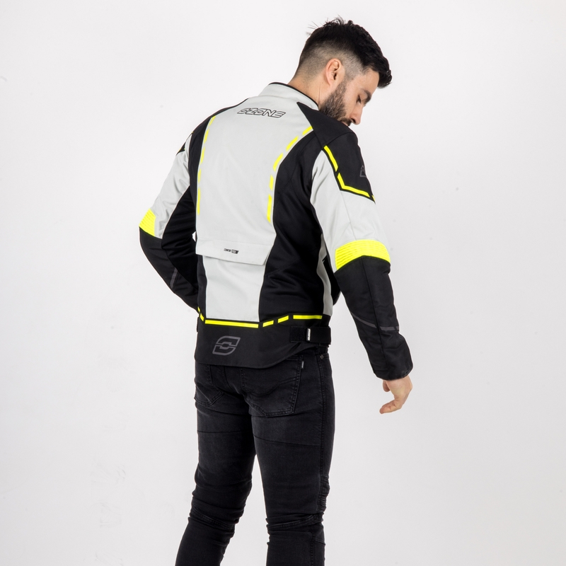 Veste moto Ozone Jet II gris-noir-jaune fluo soldes