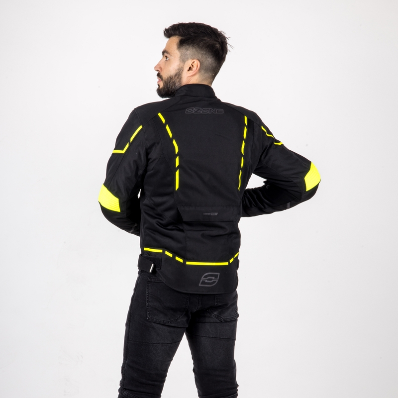 Veste moto Ozone Jet II noir-jaune fluo soldes