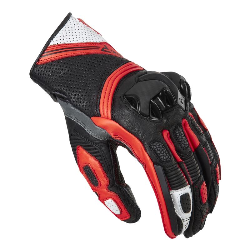 Gants de moto Rebelhorn ST Short noir-gris-rouge fluo soldes