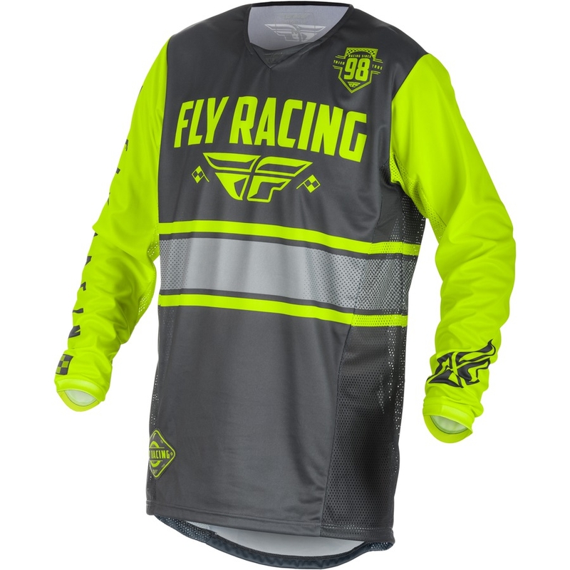 Dětský motokrosový dres FLY Racing Kinetic ERA 2018 - USA šedo-fluo žlutý