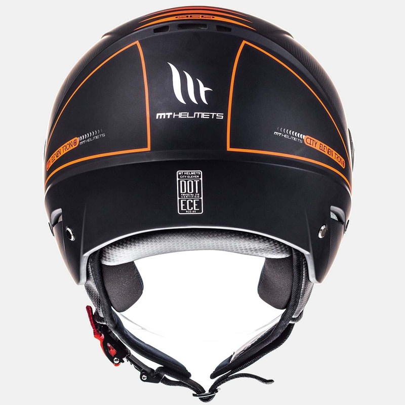Přilba na motorku otevřená MT City Eleven SV Tron černá matná-fluo oranžová výprodej