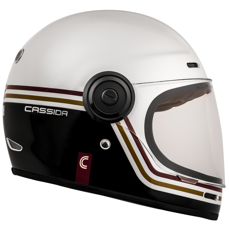 Casque de moto Cassida Fibre Super Hooligan Carat intégral blanc-noir-rouge-or soldes