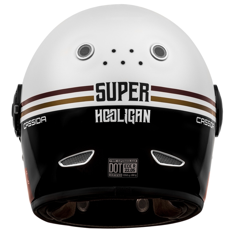 Casque de moto Cassida Fibre Super Hooligan Carat intégral blanc-noir-rouge-or soldes