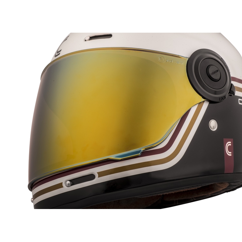 Casque de moto Cassida Fibre Super Hooligan Carat intégral blanc-noir-rouge-or soldes
