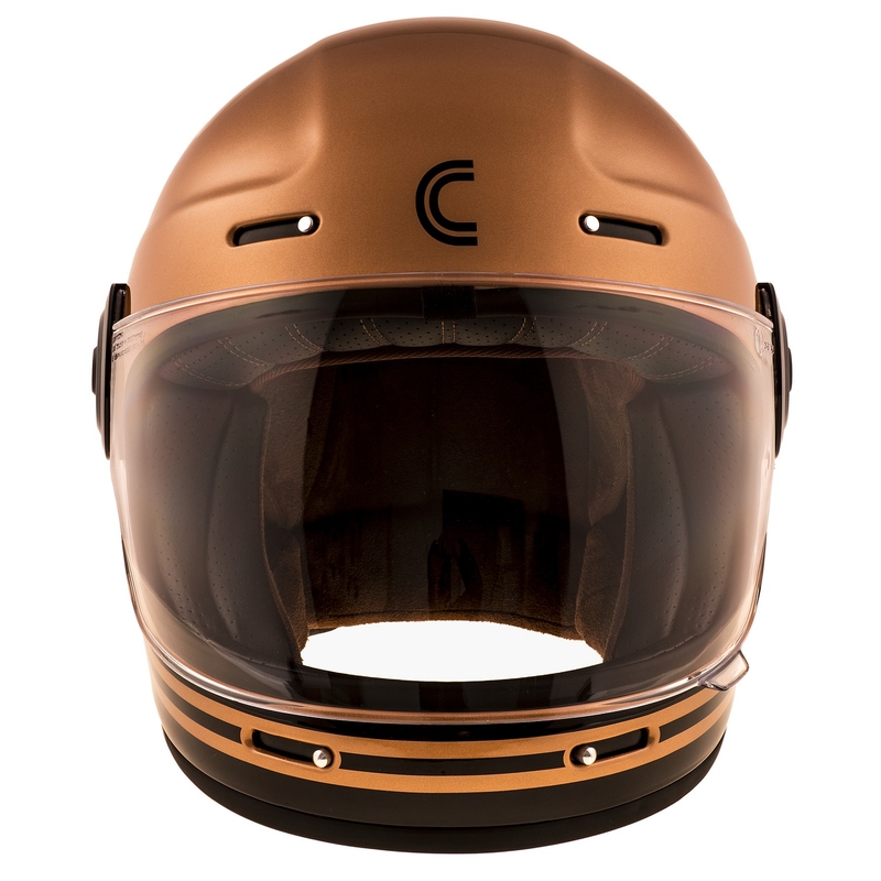 Casque moto intégral Cassida Fibre Super Hooligan noir et cuivre soldes
