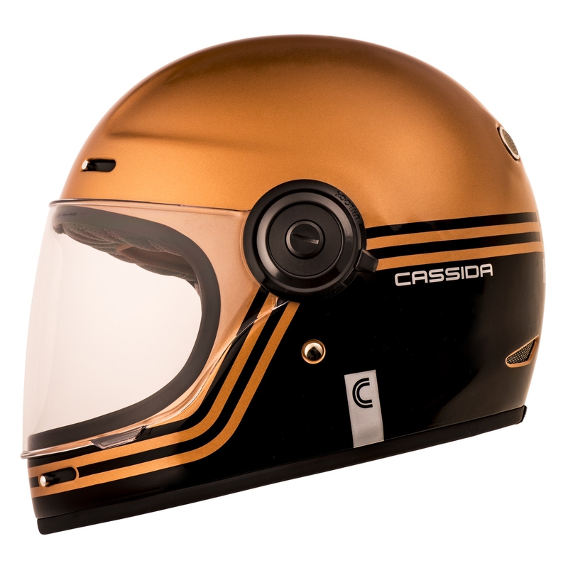 Casque moto intégral Cassida Fibre Super Hooligan noir et cuivre soldes