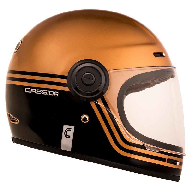Casque moto intégral Cassida Fibre Super Hooligan noir et cuivre soldes