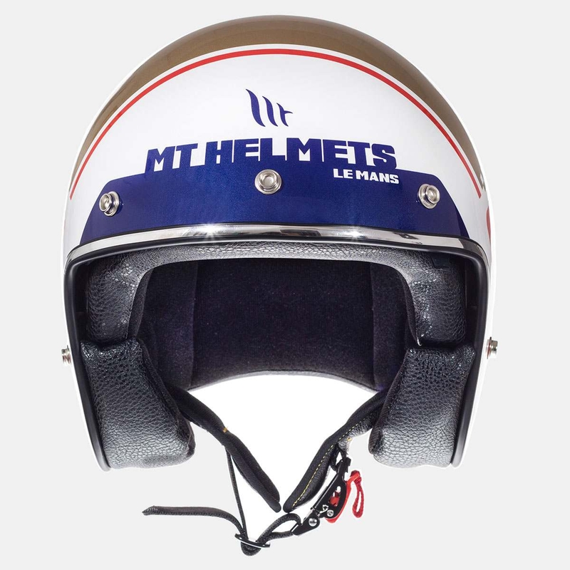 Přilba na motorku otevřená MT LeMans SV 2 Numberplate bílo-zlatá