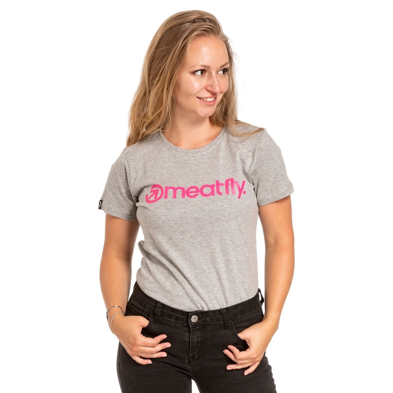 T-shirt femme Meatfly Ladies MF Logo gris soldes