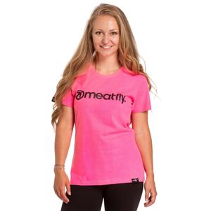 T-shirt femme Meatfly Ladies MF Logo rose fluo soldes