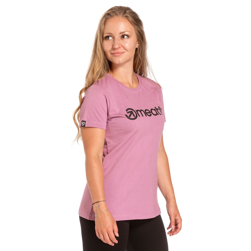 T-shirt femme Meatfly Ladies MF Logo rose soldes