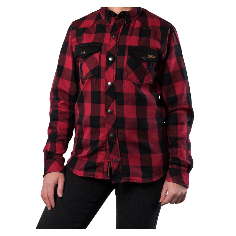 Chemise moto femme BROGER Alaska noir-rouge soldes