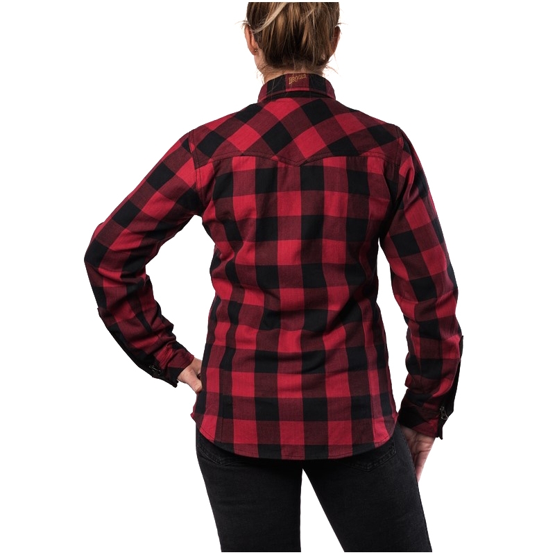 Chemise moto femme BROGER Alaska noir-rouge soldes