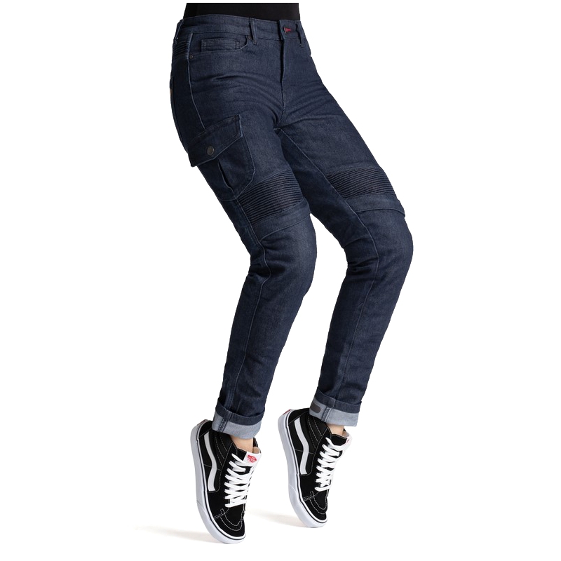 Jeans moto BROGER Ohio bleu foncé pour femme soldes