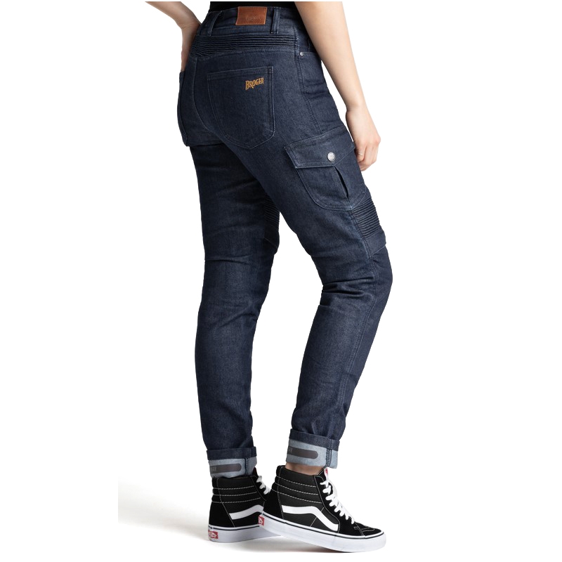 Jeans moto BROGER Ohio bleu foncé pour femme soldes