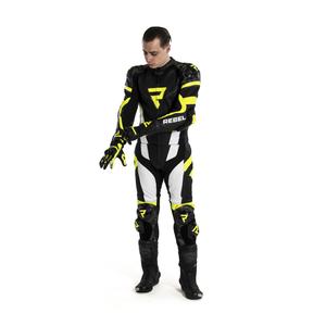 Combinaison de moto Rebelhorn Rebel noir-blanc-jaune fluo soldes