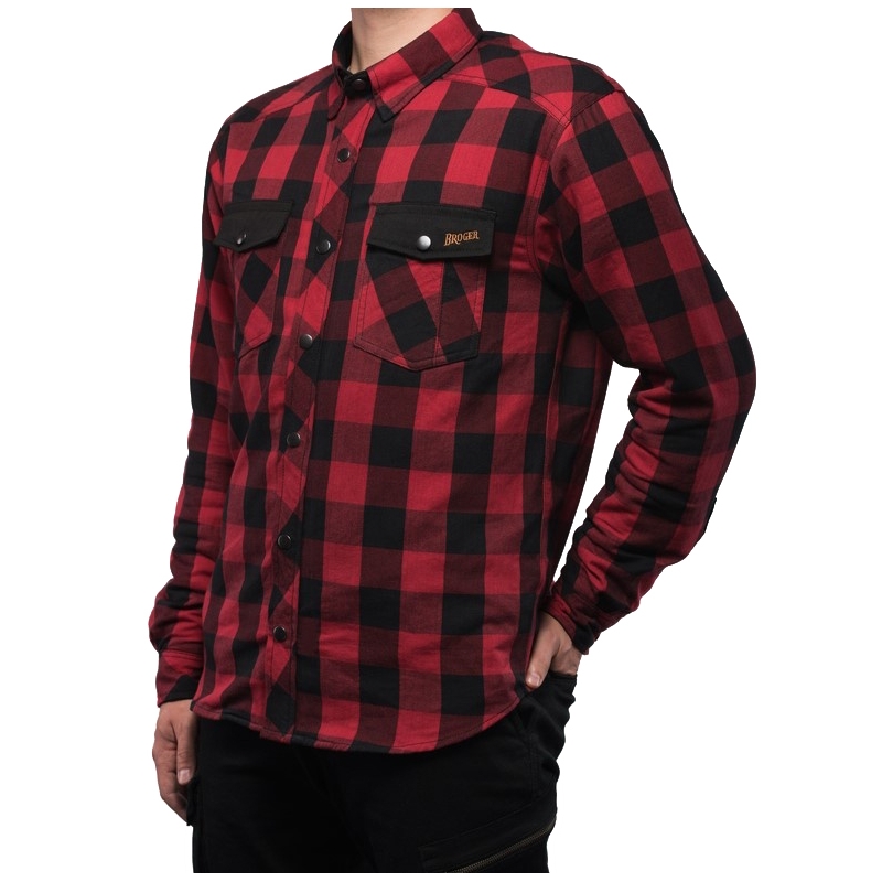 Chemise moto BROGER Alaska noir-rouge soldes