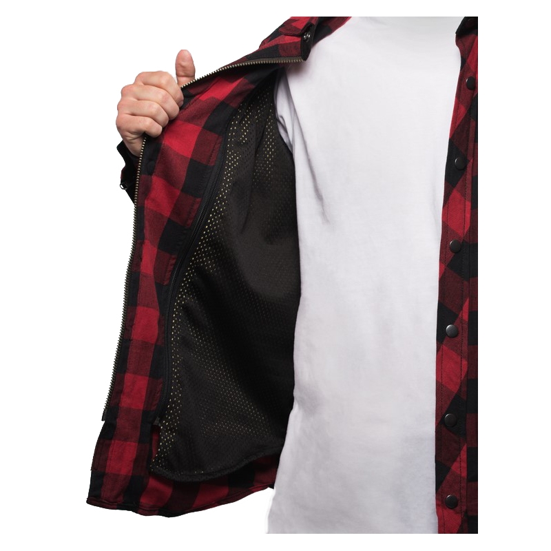 Chemise moto BROGER Alaska noir-rouge soldes