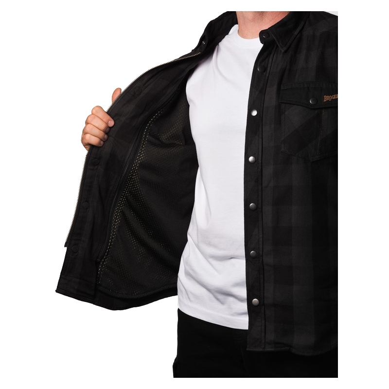 Chemise moto BROGER Alaska noir-gris soldes