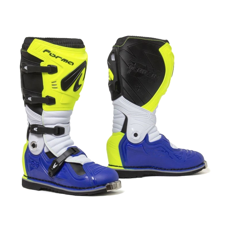 Bottes de moto Forma Terrain Evolution TX jaune fluo-blanc-bleu