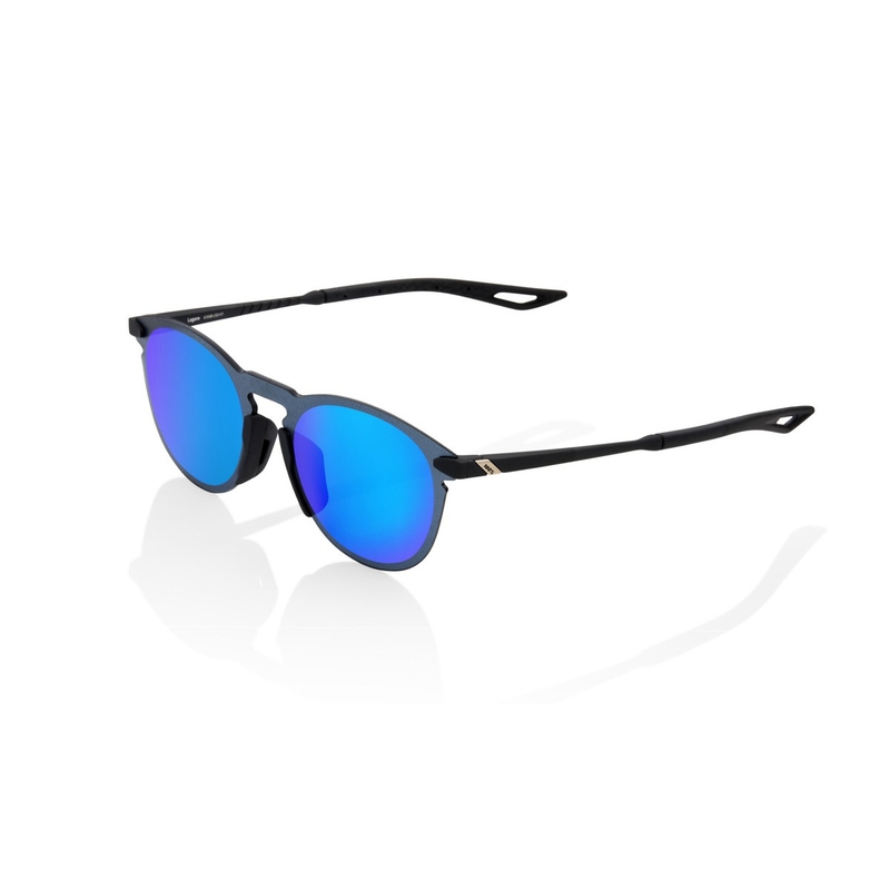 Lunettes de soleil 100% LEGERE ROUND Soft Tact Black (verres bleus chromés)