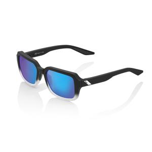 100% RIDELEY Lunettes de soleil Soft Tact Fade Black (verres bleus chromés)