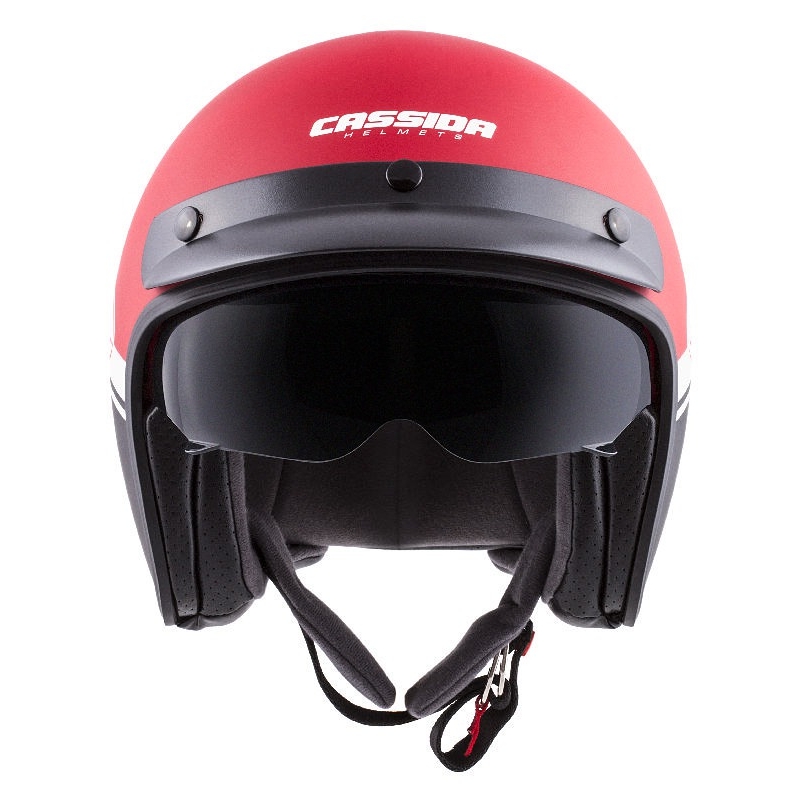 Casque moto ouvert Cassida Oxygen Jawa OHC rouge-noir-blanc