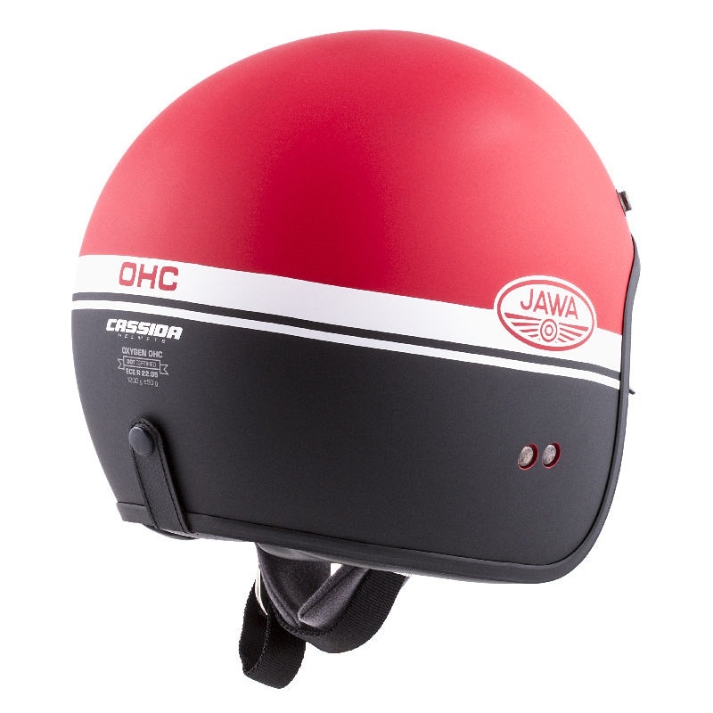 Casque moto ouvert Cassida Oxygen Jawa OHC rouge-noir-blanc