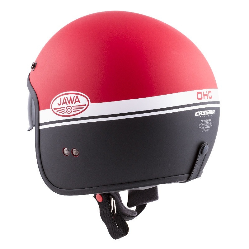 Casque moto ouvert Cassida Oxygen Jawa OHC rouge-noir-blanc