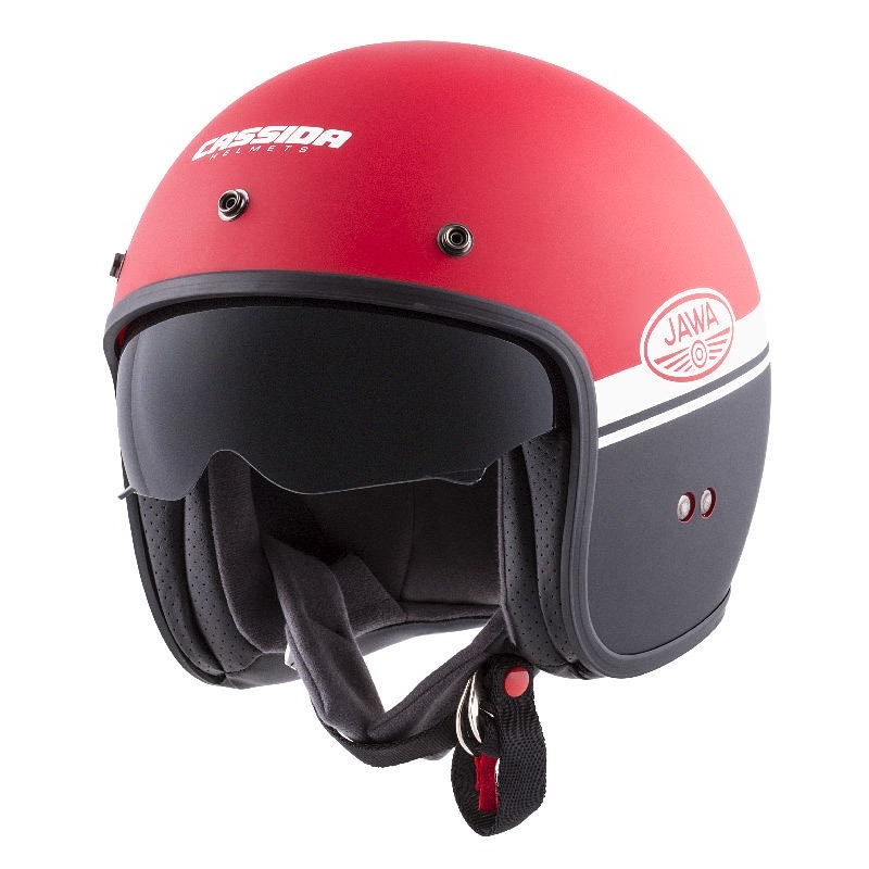 Casque moto ouvert Cassida Oxygen Jawa OHC rouge-noir-blanc