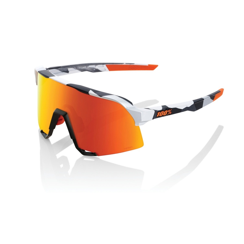Lunettes de soleil 100% S3 Soft Tact Grey Camo orange-noir-blanc (verre chromé rouge)