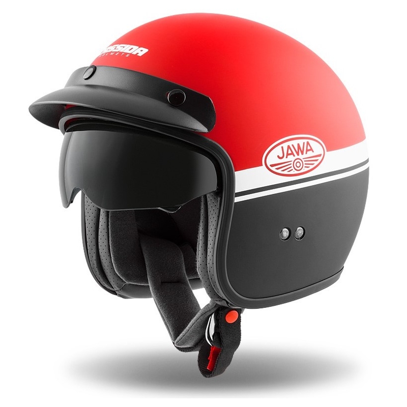 Casque moto ouvert Cassida Oxygen Jawa OHC rouge-noir-blanc
