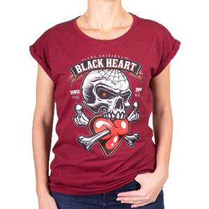 T-shirt Femme Noir Coeur Romantique Amoureux Ext rouge