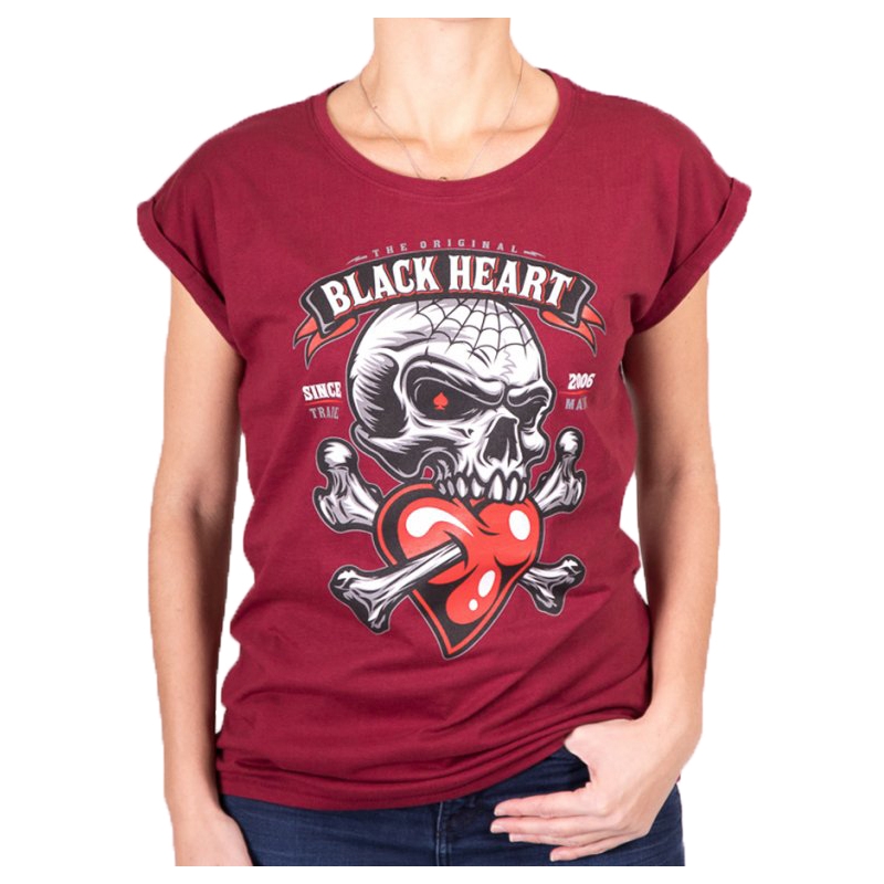 T-shirt Femme Noir Coeur Romantique Amoureux Ext rouge