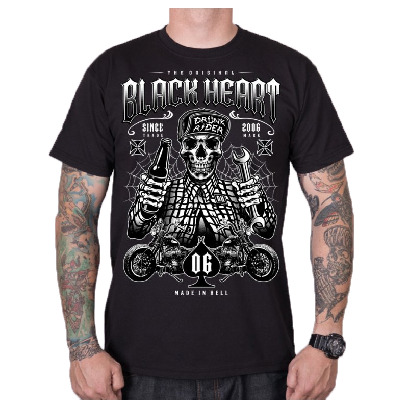 Chemise Black Heart Drunk Rider pour hommes, noir