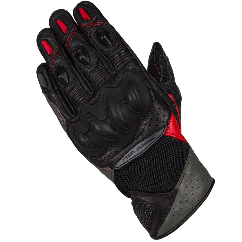 Gants de moto Rebelhorn Flux II rouge et noir pour femme soldes