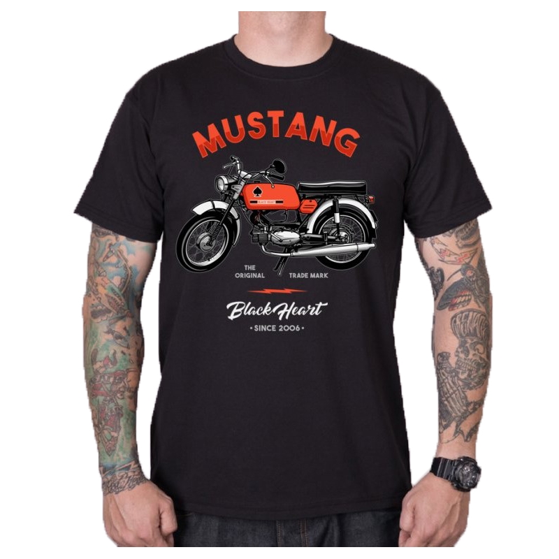T-shirt noir Heart Mustang pour hommes