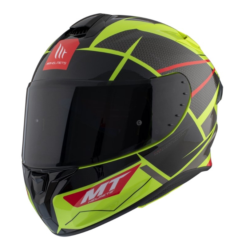 Casque moto intégral MT FF106 Pro Targo Pro Podium D1 jaune fluo-rouge-noir soldes