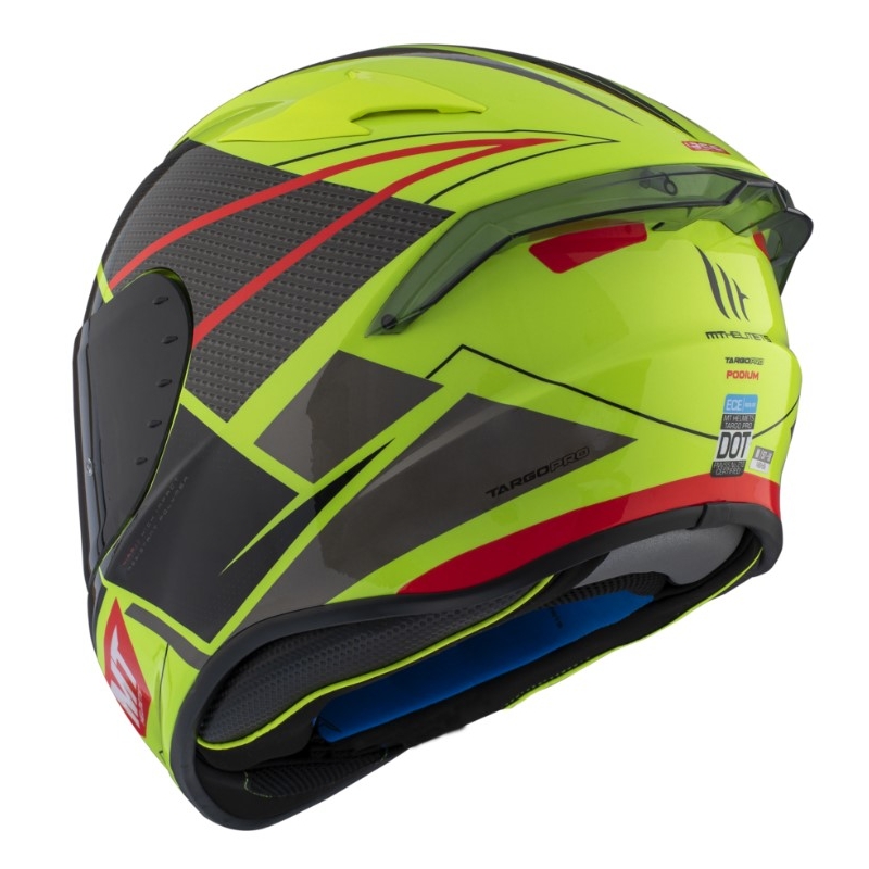 Casque moto intégral MT FF106 Pro Targo Pro Podium D1 jaune fluo-rouge-noir soldes