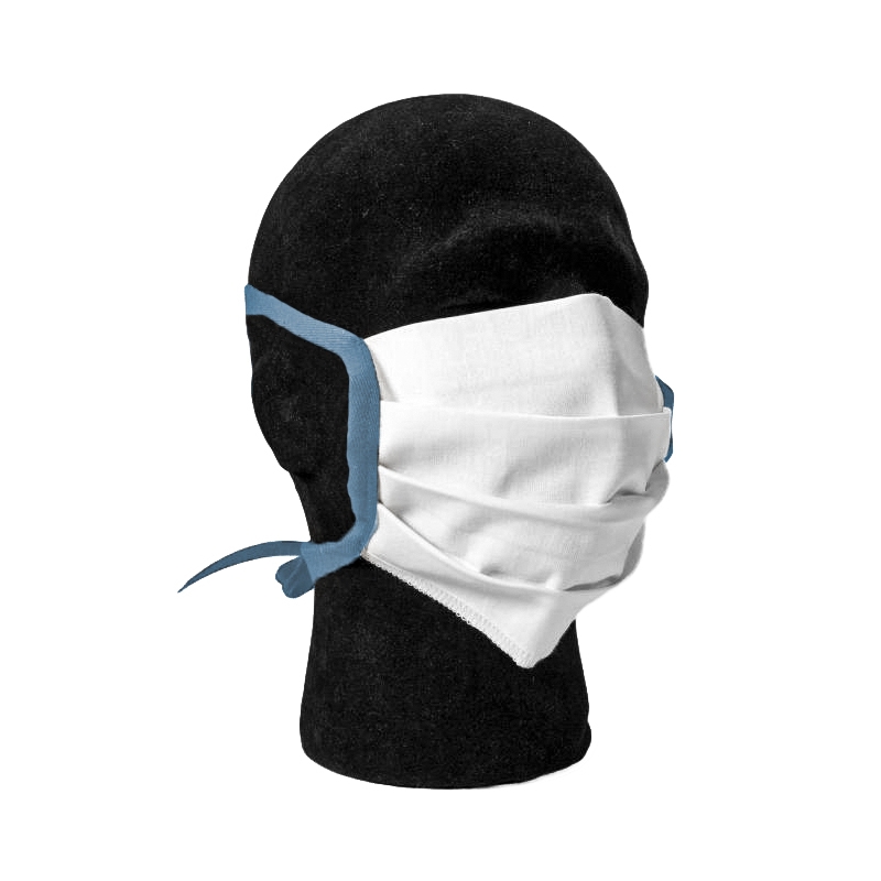 Drapé de coton blanc-bleu