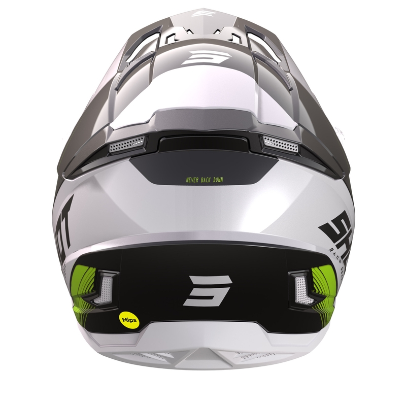 Casque motocross Shot Core Fast noir-blanc-jaune fluo soldes