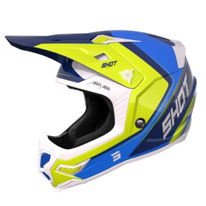 Casque de motocross Shot Core Fast bleu-blanc-jaune fluo soldes